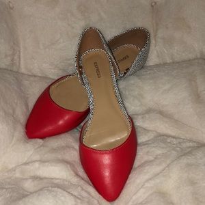 EXPRESS Red Dotted Flats Size 7